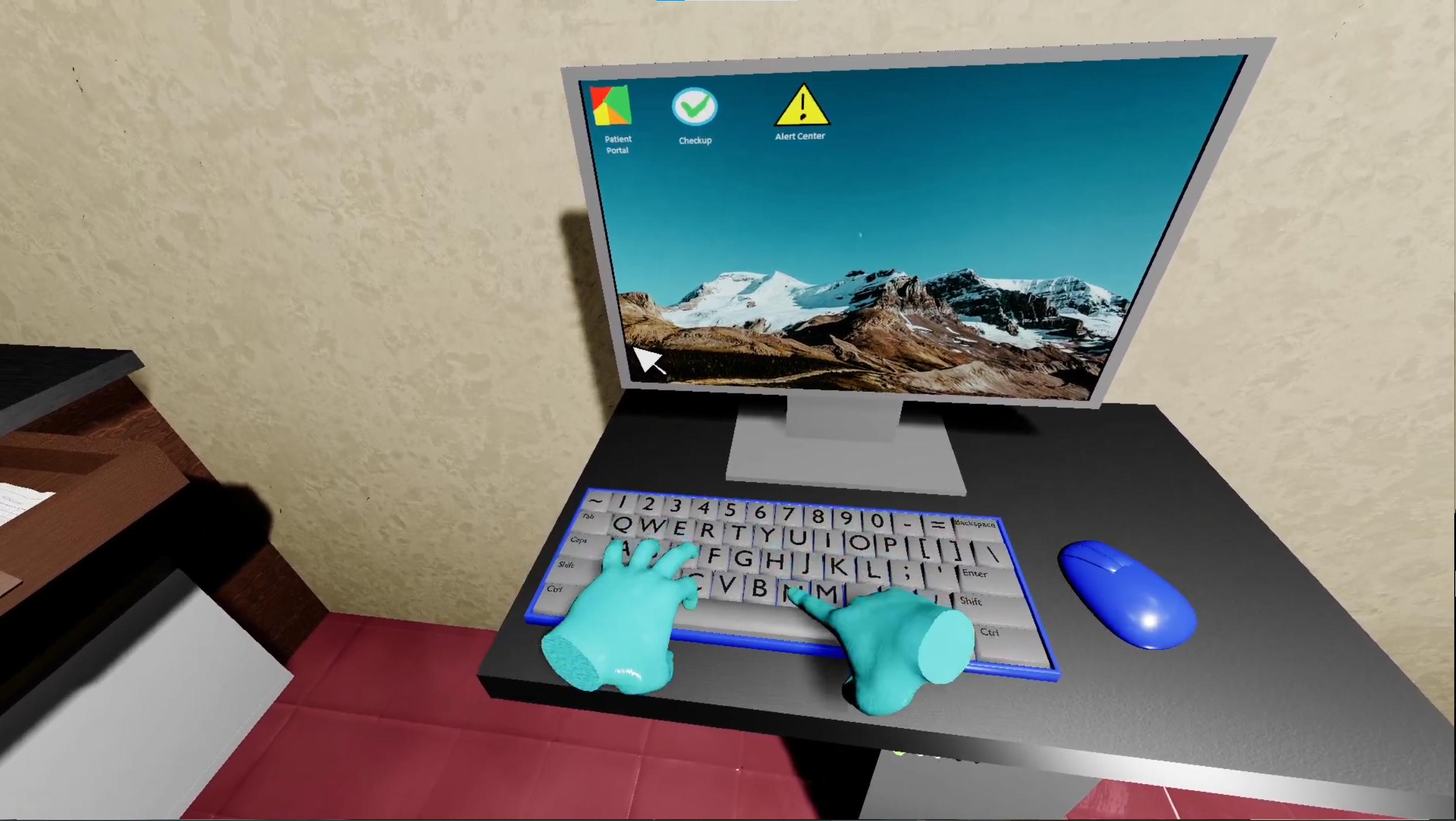 Simulated Computer and Keyboard